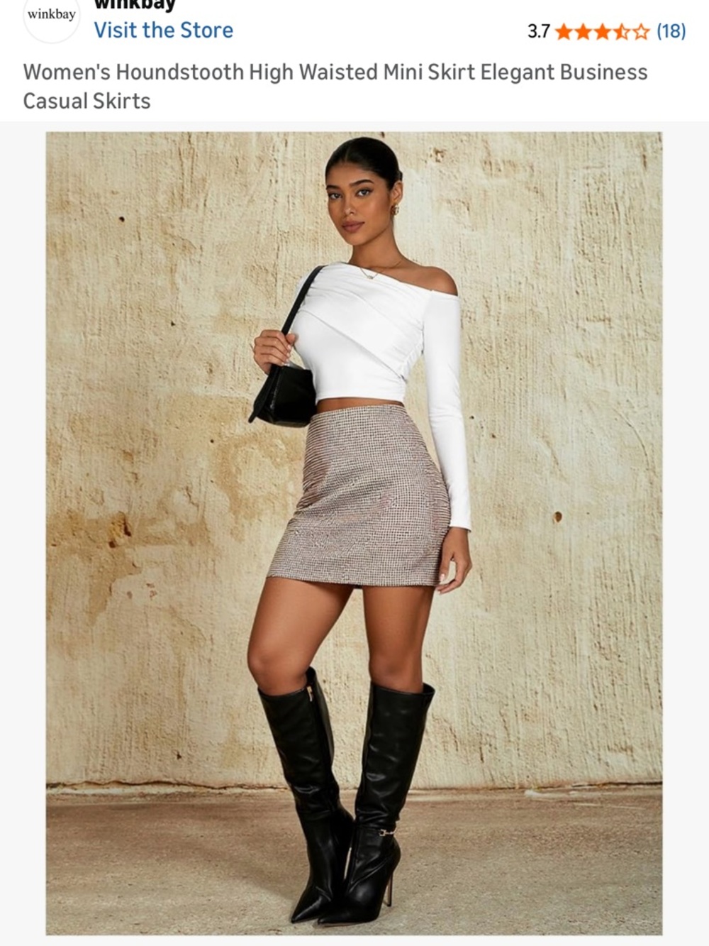 Wink Houndstooth Mini Skirt in Brown and Black